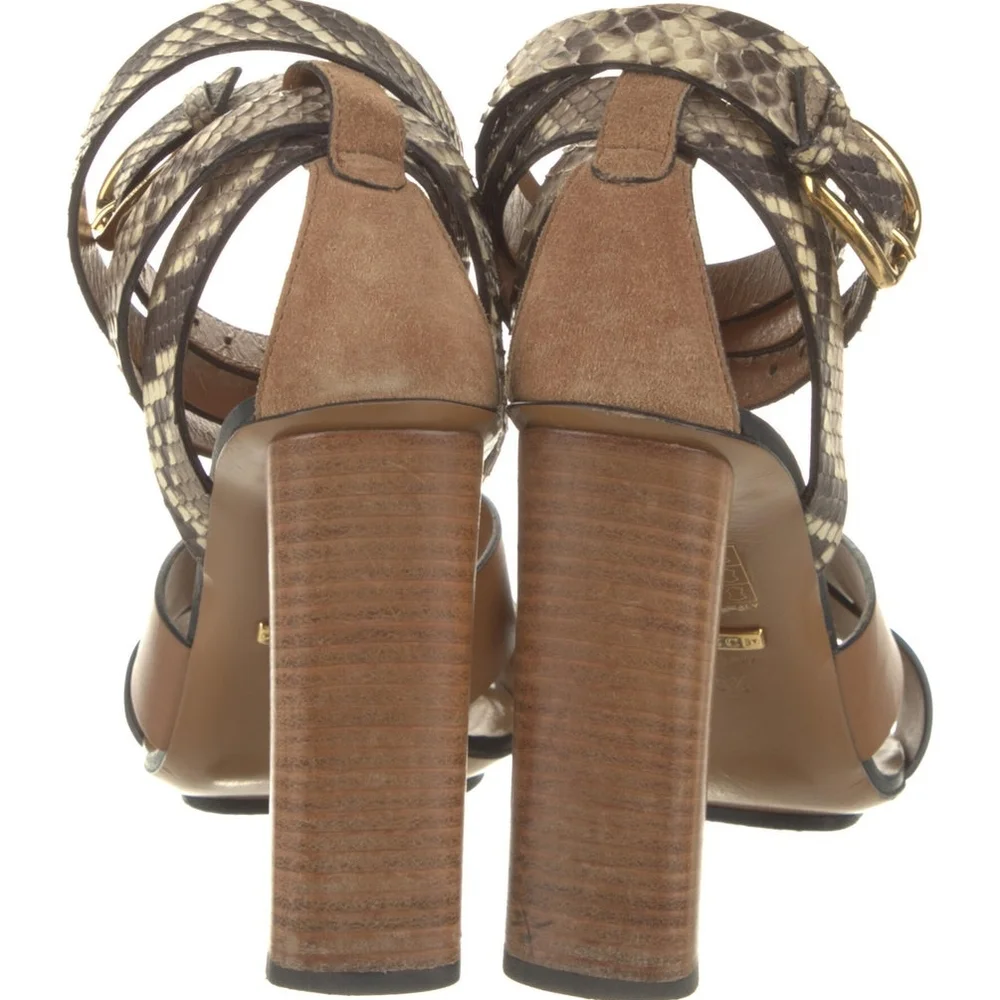Gucci Python Print Heeled Sandals - Picture 4 of 8